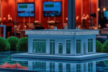 Miniature Futuristic House Model with Glass and White Exterior
