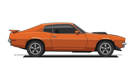 Fototapeta premium Older man texting on his cellphone while driving a blue sedan isolated on white background