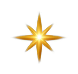 Fototapeta premium PNG Golden glowing star with radiating light beams on white background