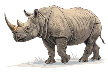 Fototapeta premium Detailed Illustration of a Javan Rhinoceros