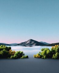 Misty Mountain Peak at Dawn