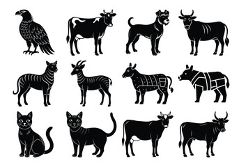  animals collection vector  silhouette
