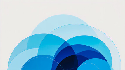 Obraz premium A minimalist abstract digital art background featuring overlapping curved shapes in various shades of blue.