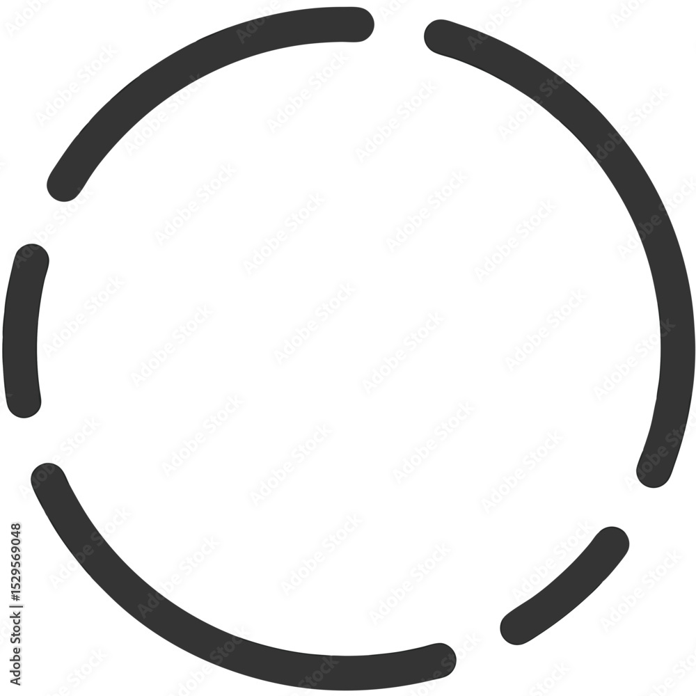 Poster broken circle icon depicting interrupted connectivity and fragmentation