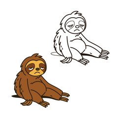 Cute Cartoon sleepy Sloth Resting