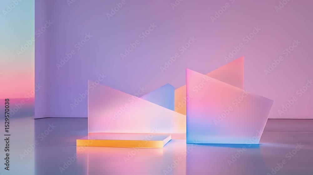 Poster abstract geometric shapes with gradient lighting in a modern minimalist design display background wi