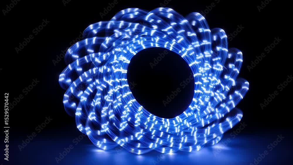 Poster abstract blue light circle with a black background a futuristic design glowing in a round shape illu