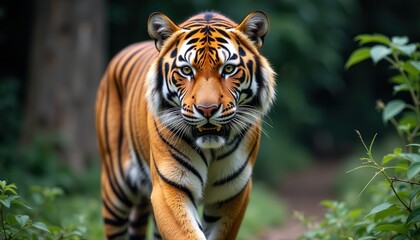 Fototapeta premium Majestic tiger in lush jungle wildlife