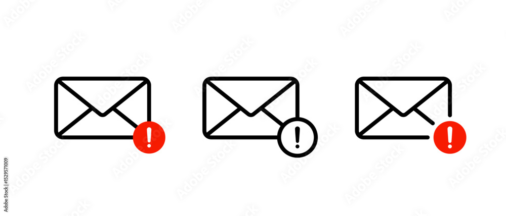 Poster warning message notification icon. email envelope with exclamation mark sign symbol