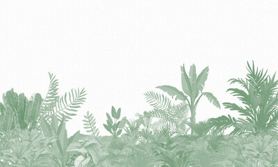 Minimalist Botanical Wall Graphic: Light Green Jungle Leaves Seamless Edge