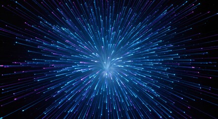 Fototapeta premium High-speed digital network connection shown with radiating blue light trails