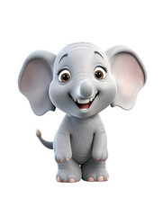 Fototapeta premium Joyful Elephant Illustration: A whimsical illustration of a smiling baby elephant radiating joy and friendliness, with captivating expressive eyes and an enchanting presence.