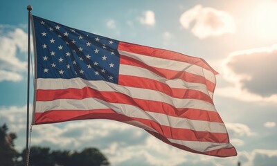 Waving flag national symbol patriotism freedom american flag background