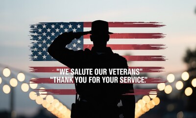 Saluting soldier american flag background veterans day tribute