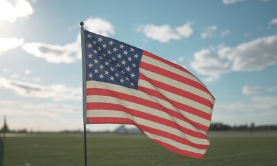 Waving american flag outdoors patriotic symbol national colors