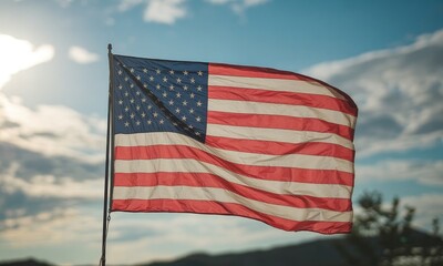 Waving national flag outdoors patriotic symbol background