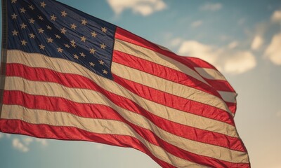American flag waving outdoors patriotic symbol national pride
