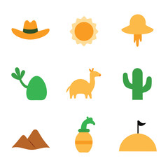 Fototapeta premium desert set of vector doodle icon on transparent background