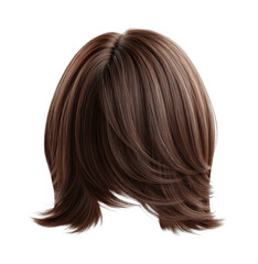 Fototapeta premium PNG Realistic brunette bob hairstyle with layers and shine