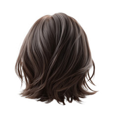 Naklejka premium PNG Brunette short hair wig with natural wave texture