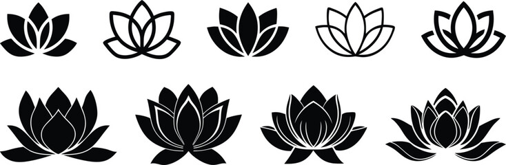 lotus flower icon, lotus logo symbol vector art illustration isolated on transparent png background