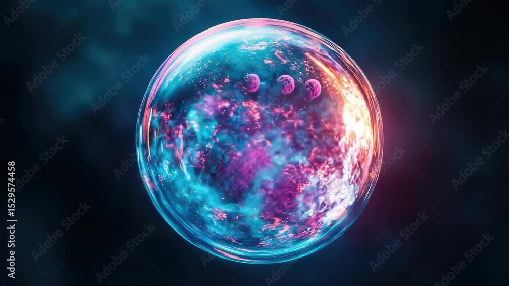 Canvas Prints the showcases a vivid and surreal planet set against the backdrop of a cosmic nebula, captured in a 