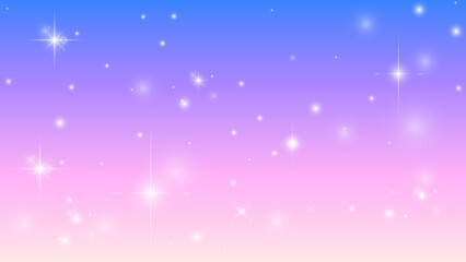 Fototapeta premium A dreamy pastel gradient background with glowing stars and sparkles, blending soft blue, purple, and pink hues in a magical sky.