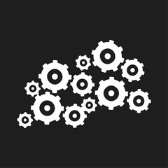 Interlocking Gears Mechanism icon logo flat vector design