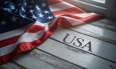 American flag on rustic wood patriotism national pride history