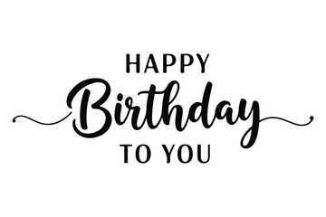 Fototapeta premium Happy Birthday lettering text, black color, Vector illustration.