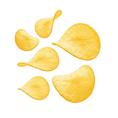 Naklejka premium Potato chips group isolated on transparent background