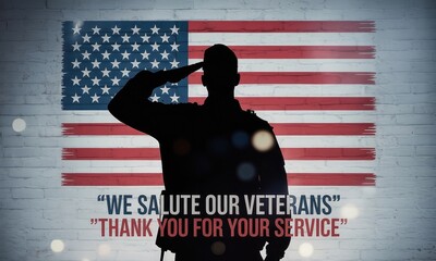 Saluting soldier silhouette american flag patriotism remembrance