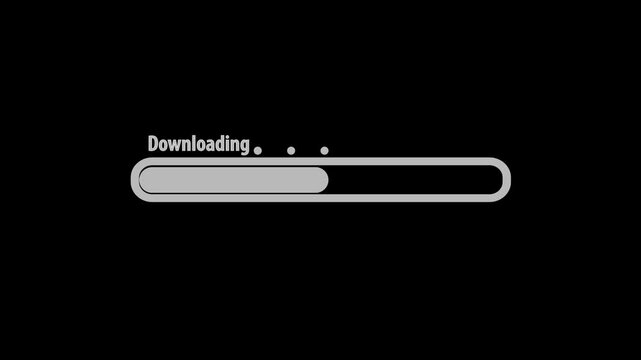 Dynamic download bar modern user Interface element, seamless download progress sleek bar design animation video .isolated on black background.