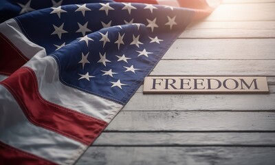 American flag freedom sign patriotic wooden background independence day