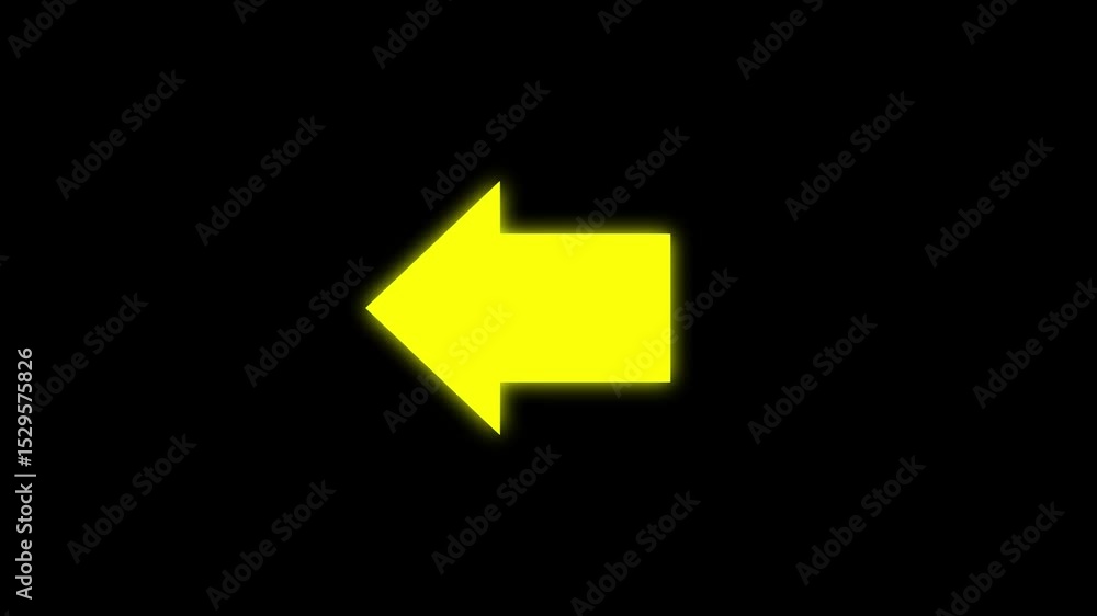 Poster left arrow animation on black background. direction arrow icon motion. arrow isolated. left pointing