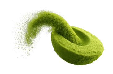 PNG Dynamic spiral of vibrant green powder creating abstract pattern