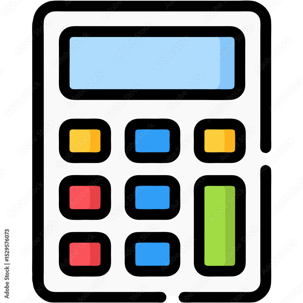 Poster colorful calculator icon with display and number buttons