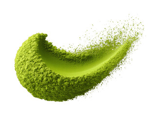 PNG Dynamic green matcha powder splash in motion on black