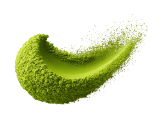PNG Dynamic green matcha powder splash in motion on black