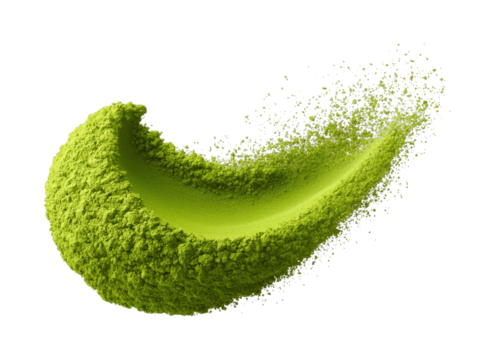 PNG Dynamic green matcha powder splash in motion on black