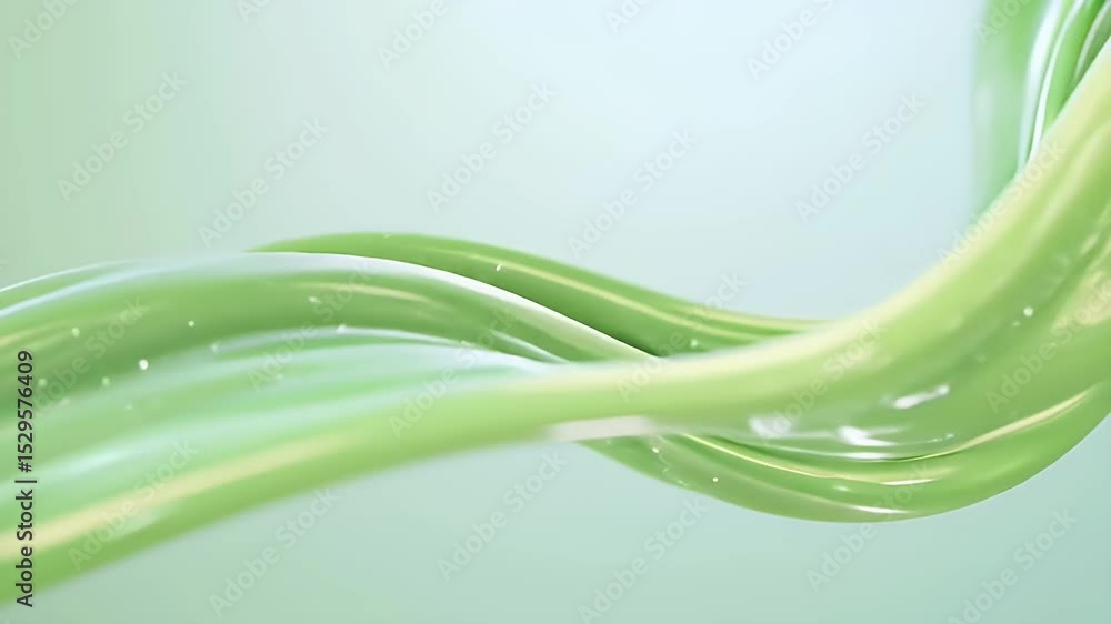 Poster elegant green fluid wave with subtle light play and glossy texture in a minimalist composition perfe
