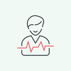 Medical Health Checkup Icon with Heartbeat Line