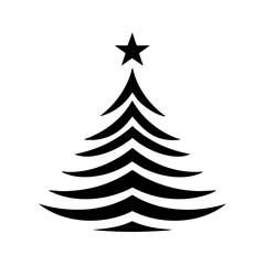 Obraz premium Stylized minimalist icon of a Christmas tree with star on top. Silhouette holiday tree symbol used in greeting cards, decor, and festive branding.
