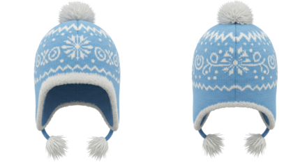 Isolated Winter Hat with Pom Poms