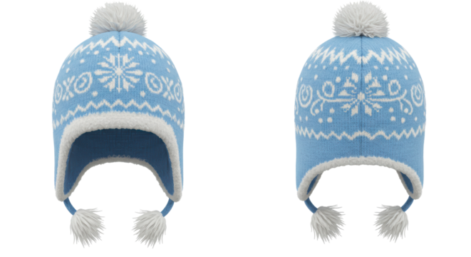 Isolated Winter Hat with Pom Poms