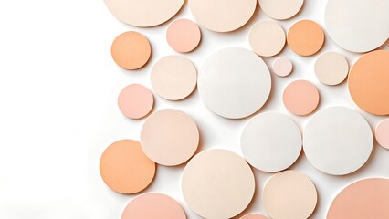 Obraz premium Abstract background with pastel peach and beige circles on white