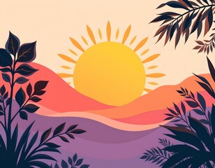 modern minimal silhouette of a happy sun, smooth shapes, pastel tones