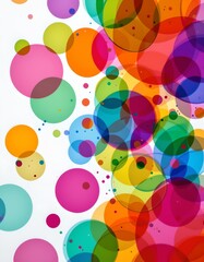 abstract digital art with translucent colorful circles on a white background, minimal.