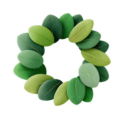 PNG Green leaf wreath in circular arrangement on black surface