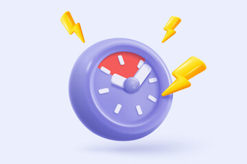 3D alarm clock icon with chat notice bubble. New urgency reminder concept for social media element speech. 3d hour announce icon for urgency time vector render illustration